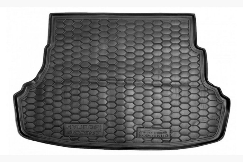 Hyundai Accent 2011-2017 Trunk mat without seat back cover, short (Autogumm, rubber) Image