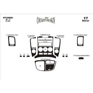 Dashboard Trim Covers (small set) Hyundai H300, H1, Starex 2008-2020 photo 2