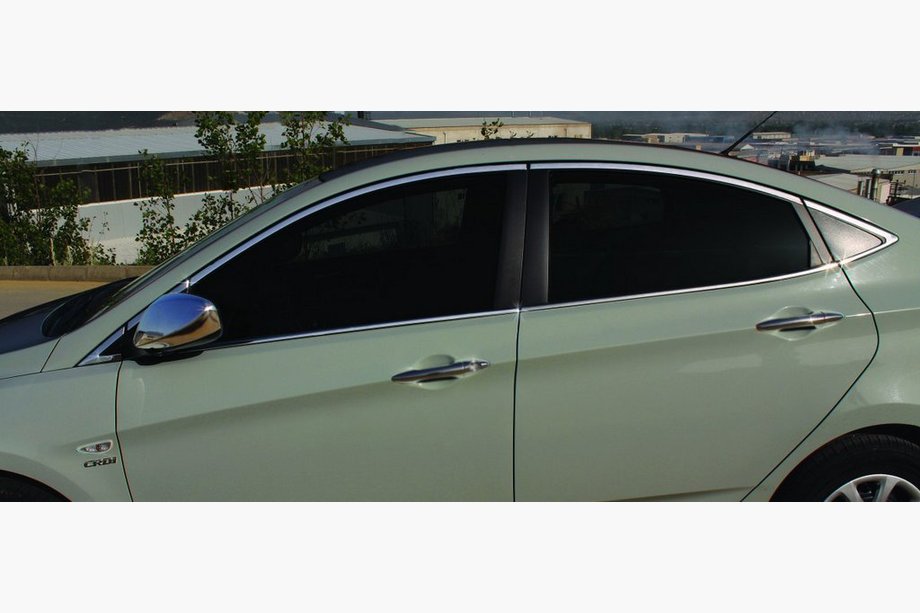 Hyundai Accent 2011-2017 Full Set Window Trim Chrome Covers (14 pcs, Stainless Steel) Image