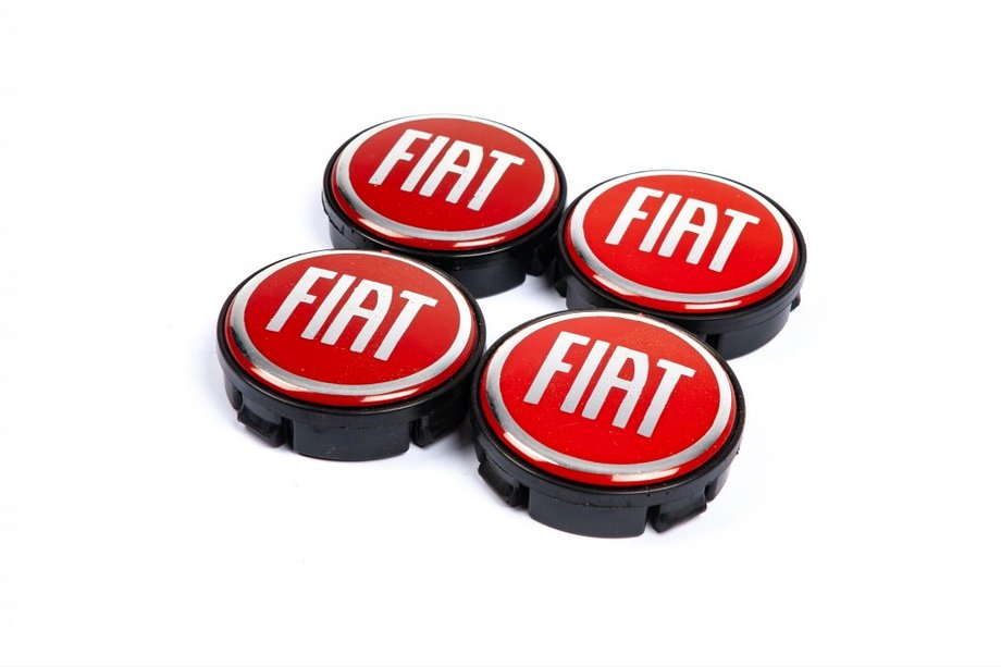 Fiat Wheel center caps 57/55.5 mm red (set of 4) Image