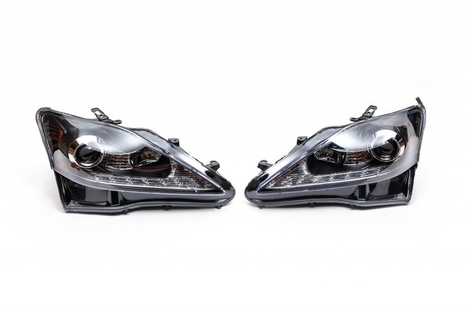 Lexus IS 2005-2013 Front Headlights OEM V1 Black (2 pcs) Image