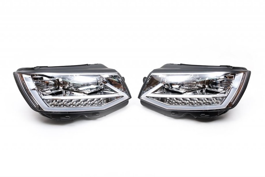 Volkswagen T6 2015-2024 Front headlights with LED daytime running lights 2015-2019 (Silver, 2 pcs) Image