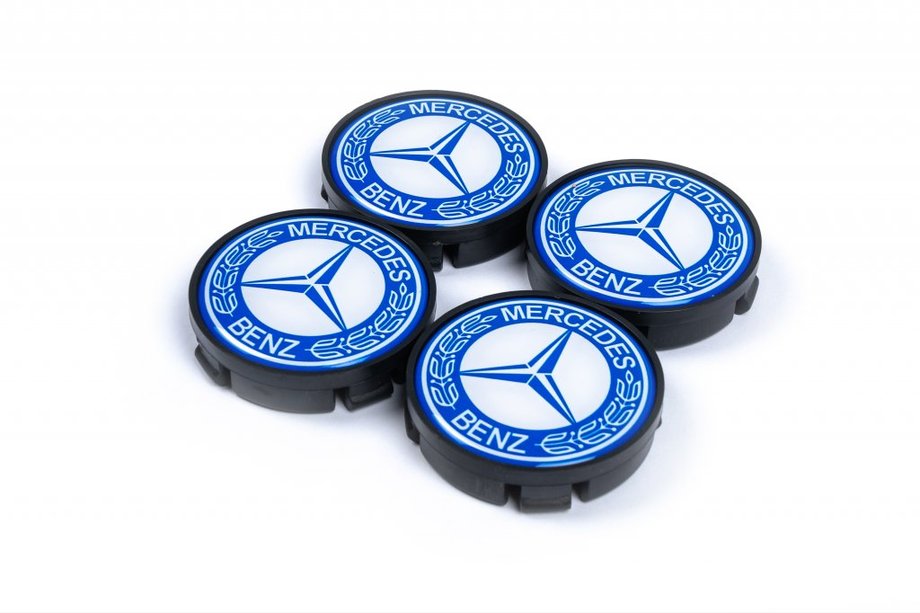 Mercedes-Benz Wheel center caps 55.5mm/57mm without ring (set of 4, blue) Image