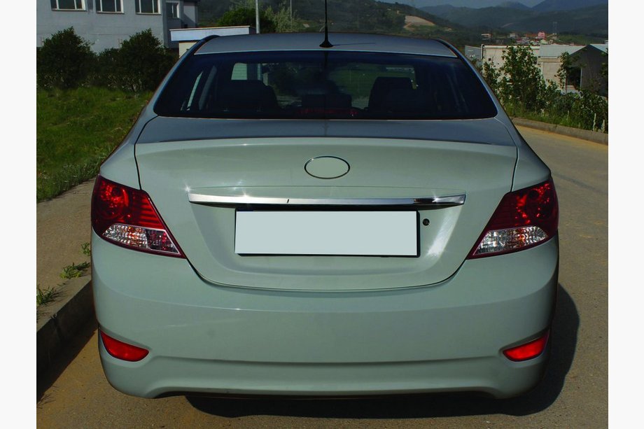 Hyundai Accent 2011-2017 Chrome trim above license plate (stainless steel) OmsaLine - Italian Stainless Steel Image