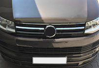 Volkswagen T6 2015-2024 Upper Grille Covers 2015-2019 (2 pcs, stainless steel) Carmos - Turkish Stainless Steel photo 1