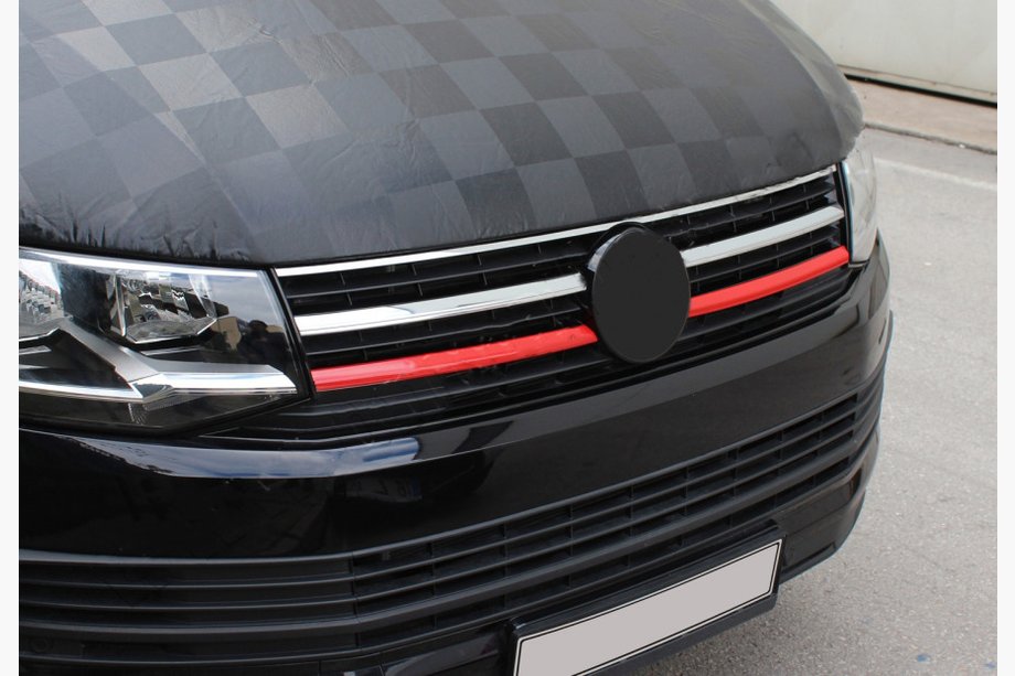 Volkswagen T6 2015-2024 Chrome Lower Grille Trim 2015-2019 (2 pcs, red) Photo 1