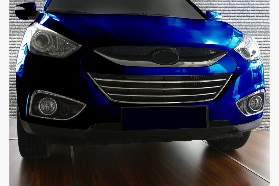 Hyundai IX-35 2010-2015 Grille trims with edging (4 pcs, stainless steel) Image
