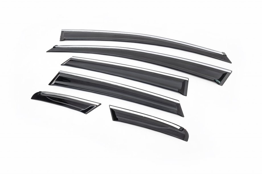 Opel Astra J 2009-2015 Window deflectors with chrome strip HB (6 pcs, Sunplex) Image