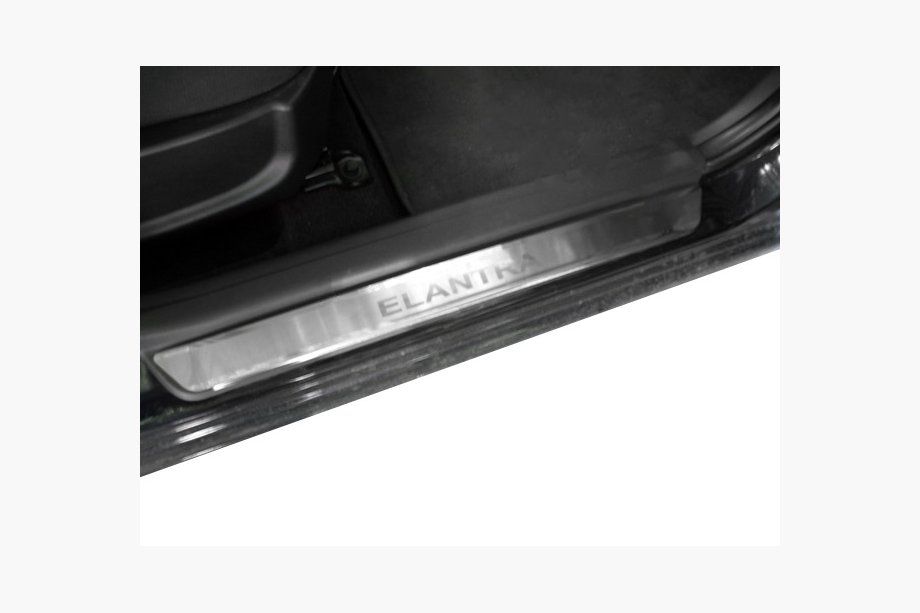 Hyundai Elantra (HD) 2006-2011 Door Sill Covers Nataniko (4 pcs, Stainless Steel) Premium - 3M Tape, 0.8 mm Photo 1