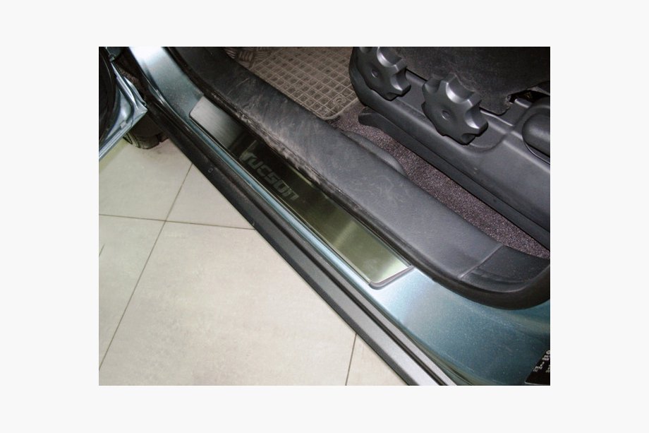 Hyundai Tucson JM 2004- Door Sill Covers Nataniko (4 pcs, Stainless Steel) Premium - 3M Tape, 0.8mm Image