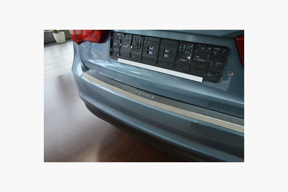 Kia Rio 2012-2017 Rear bumper protector with lip NataNika (stainless steel) Image