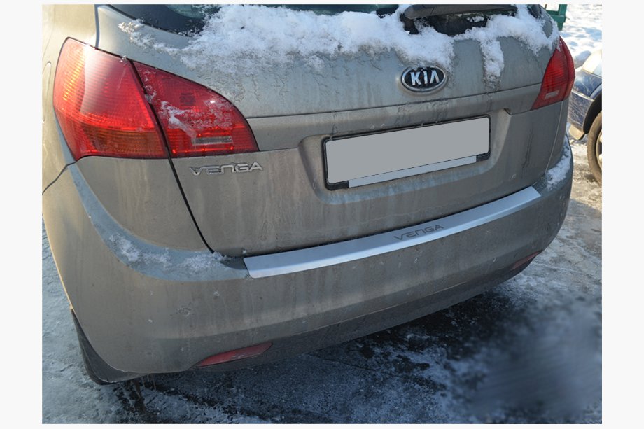 Kia Venga 2010-2019 Rear bumper protector with lip Natanika (stainless steel) Image