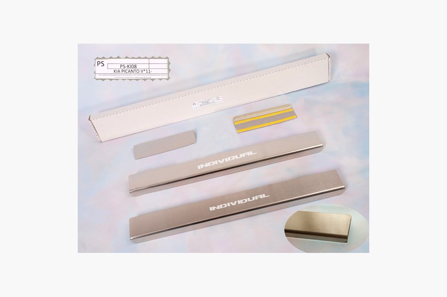 Kia Picanto 2011-2016 Door Sill Protectors Natanika Standard (4 pcs, Stainless Steel) Image