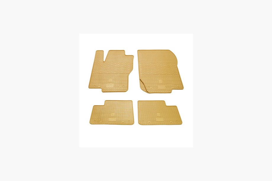 Mercedes C-class W204 2007-2015 Beige Rubber Floor Mats (4 pcs, Stingray Premium) Image