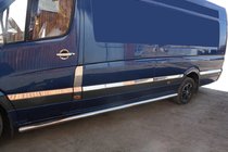 Mercedes Sprinter W906 2006–2018 Stainless Steel Door Moldings ExtraLong. Carmos - Turkish Steel photo 1