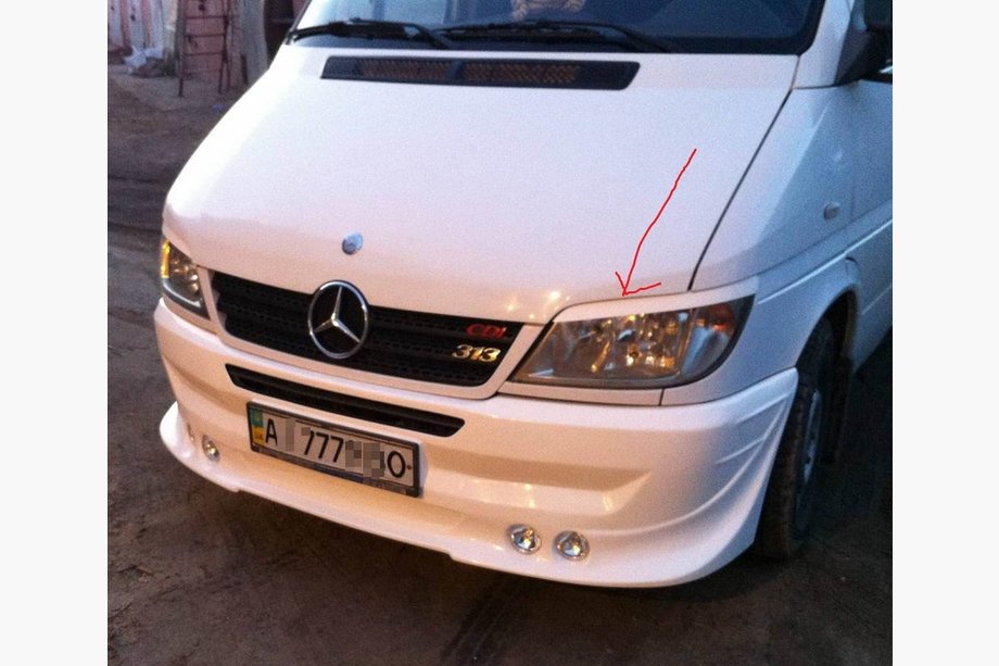 Mercedes Sprinter W901/902/903/904/905 1995–2006 Headlight eyelids (black, ABS, 2000-2006) Photo 2