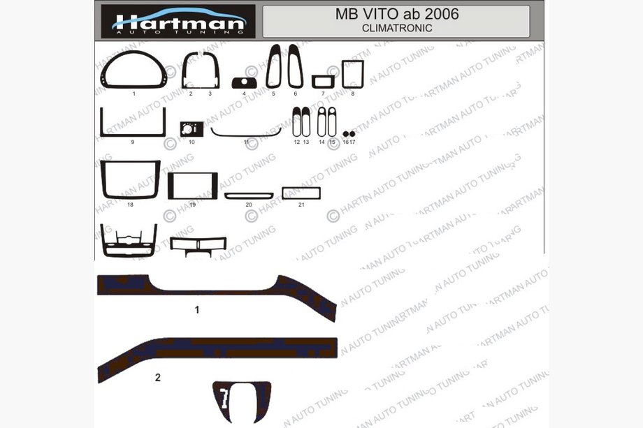Mercedes Viano 2004-2014 Dashboard Trim Covers (model with electronic climate control) Image