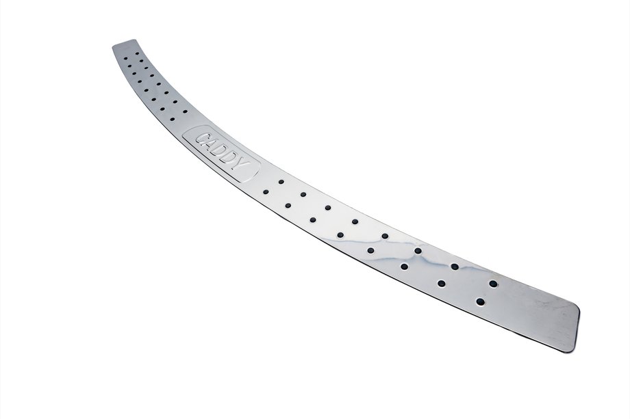 Volkswagen Caddy 2004-2010 Rear bumper protector straight (with black dots, stainless steel) Image