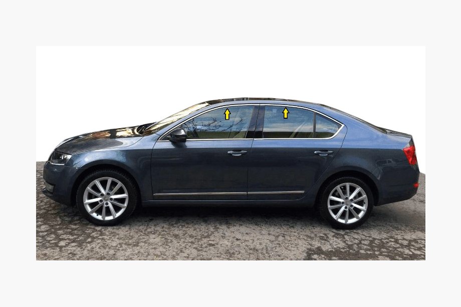Skoda Octavia III A7 2013-2019 Upper window trim stainless steel (4 pcs) Image
