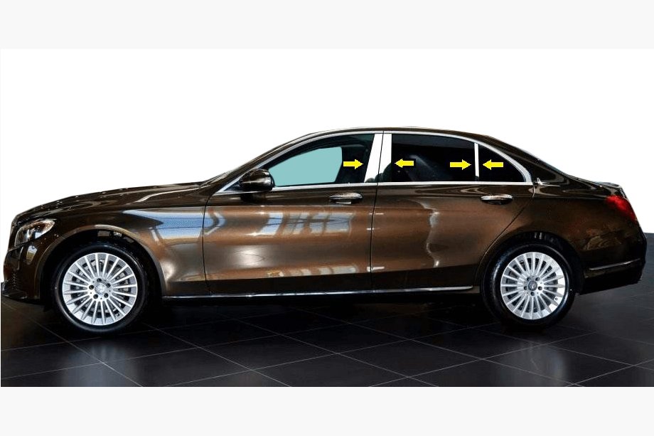 Mercedes C-class W205 2014-2021 Stainless Steel Door Pillar Trim Image