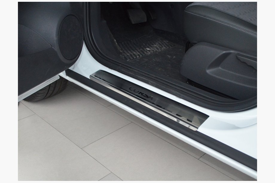 Opel Corsa C 2000-2006 Natanika Premium Door Sill Protectors (4 pcs, Stainless Steel) Image
