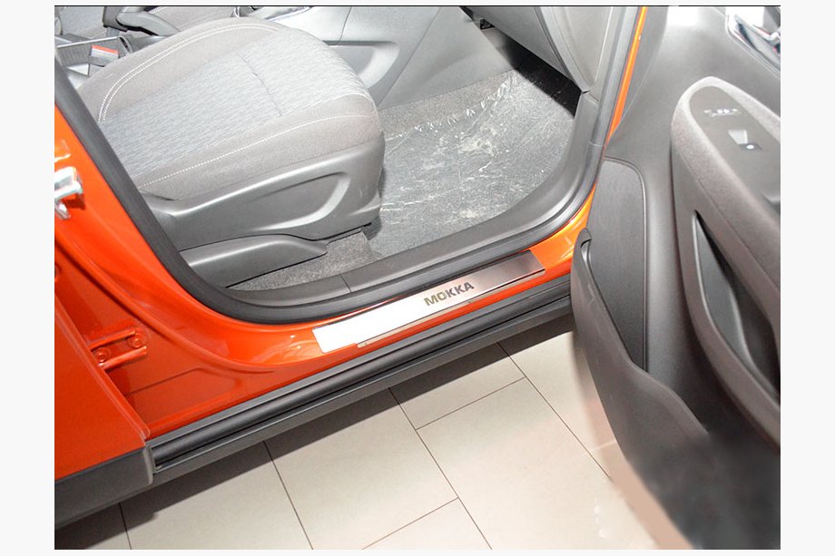 Opel Mokka 2012-2021 Door Sill Covers Nataniko (4 pcs, Stainless Steel) Standard - Lohmann Tape, 0.5 mm Image