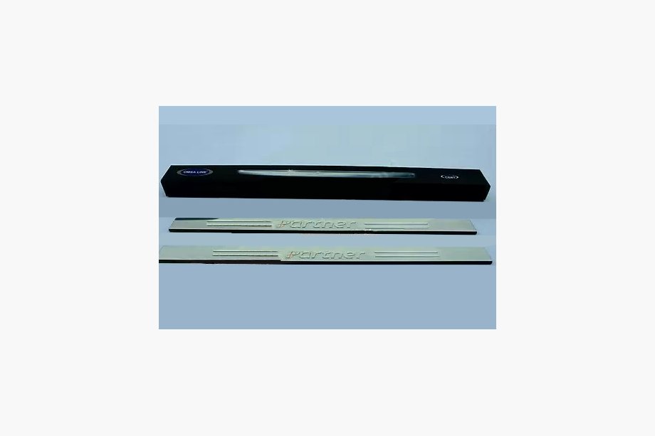 Peugeot Partner 1996-2008 Door Sill Covers (Omsa, 2 pcs, Stainless Steel) Image