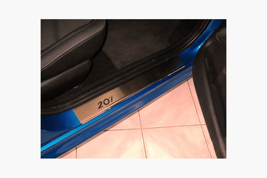 Peugeot 207 2006–2014 Door Sill Covers Nataniko (4 pcs, Stainless Steel) Premium - 3M Tape, 0.8 mm Image