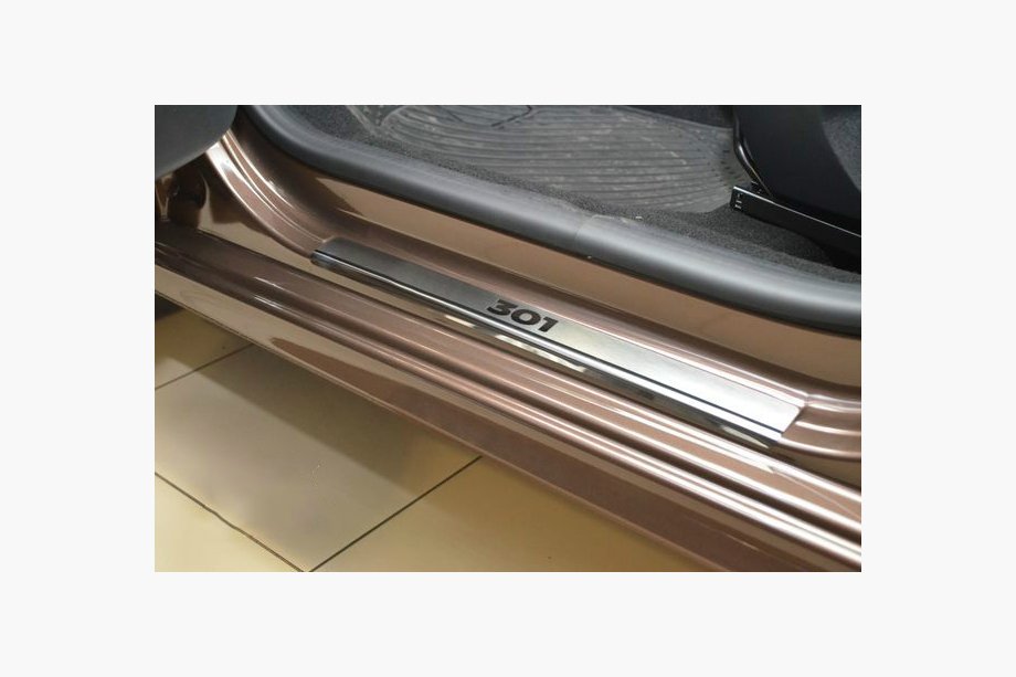 Peugeot 301 2012- Door Sill Covers Nataniko (4 pcs, Stainless Steel) Image
