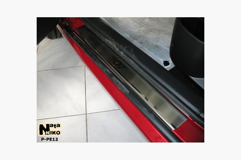Peugeot 307 2001-2008 Door Sill Covers Nataniko (4 pcs, Stainless Steel) Premium - 3M Tape, 0.8 mm Image