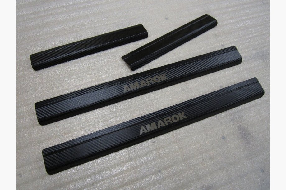Volkswagen Amarok 2010-2022 Door Sill Covers Nataniko (4 pcs, Stainless Steel) Carbon - 3M Tape, 0.8 mm Photo 2