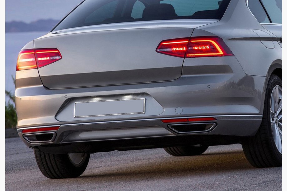 Volkswagen Passat B8 2015-2023 SALE! Rear bumper protector stainless steel (SD, 3 pcs, V2) Image