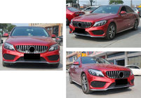 Mercedes C-class W205 2014-2021 Front Grille Panamericana GT (for Avantgarde/AMG-Line/C43 AMG) 2018+, with camera photo 9