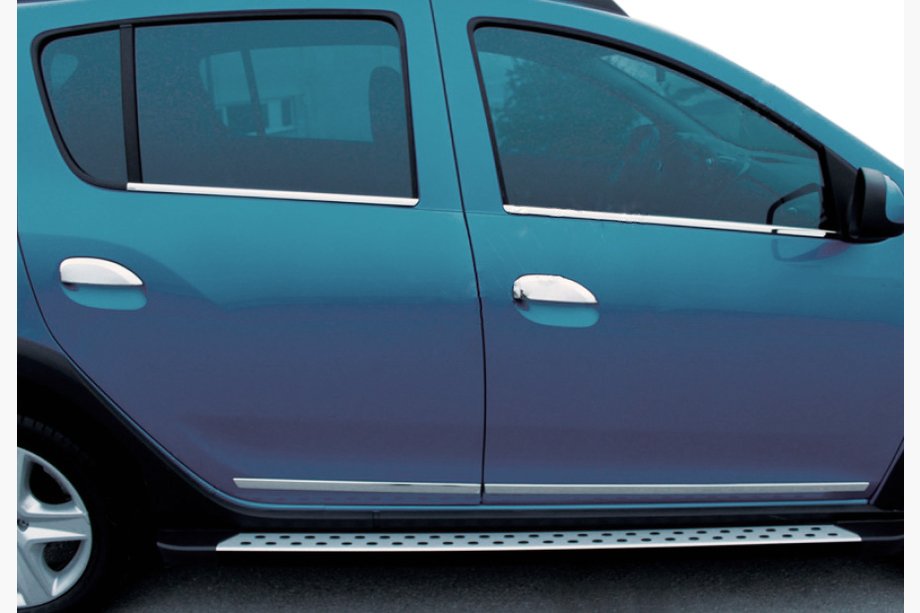 Dacia Logan MCV 2013-2020 Chrome Door Handle Covers (4 pcs, Stainless Steel) Carmos - Turkish Stainless Steel Image