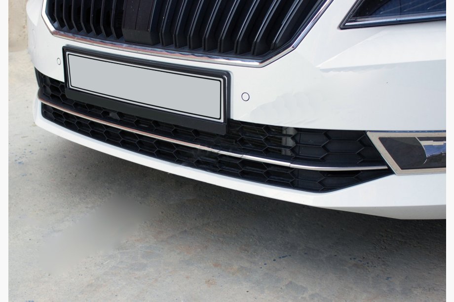 Skoda Superb 2015-2024 SALE! Front bumper stainless steel trims OmsaLine (3 pcs) Image