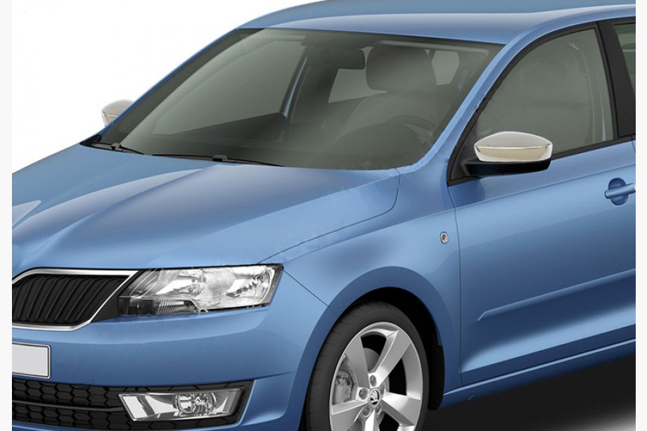 Skoda Rapid 2012-2019 Mirror covers without indicator cut-out (2 pcs, stainless steel) Image
