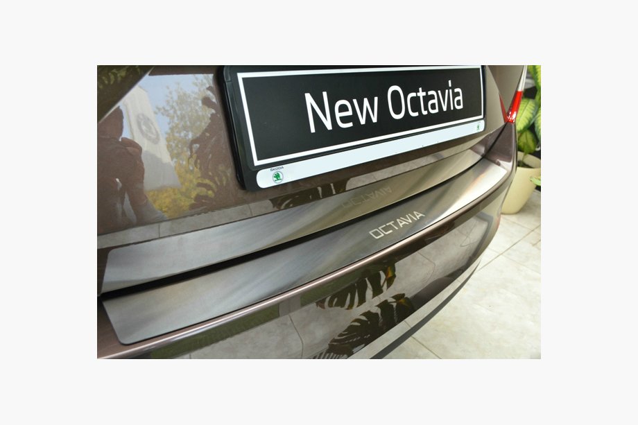 Skoda Octavia III A7 2013-2019 Rear bumper protector Nataniko (stainless steel) Image
