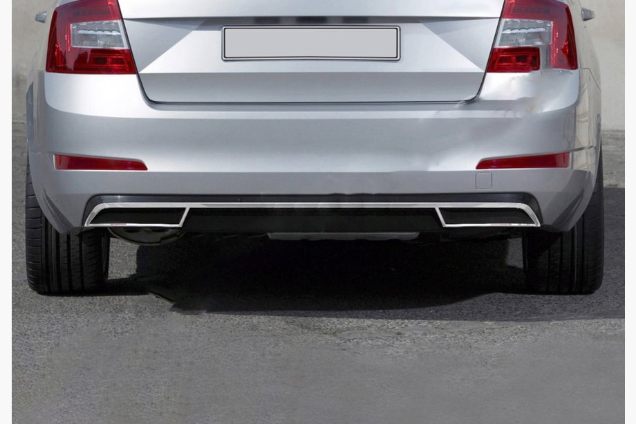 Skoda Octavia III A7 2013-2019 Rear diffuser surround trim (2013-2017, stainless steel) Image