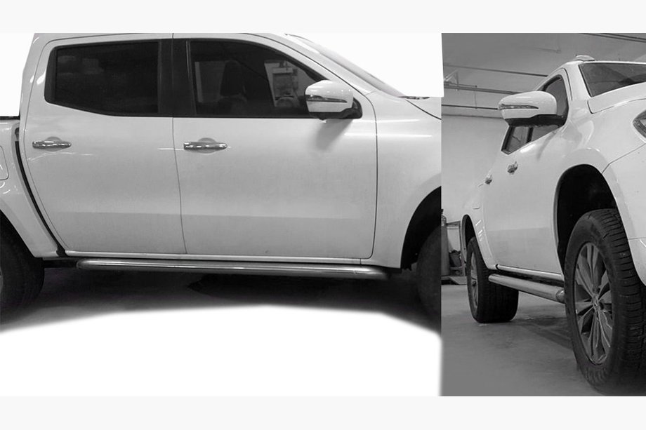 Mercedes X class 2017-2020 Side tubes with slant (2 pcs, stainless steel) Image