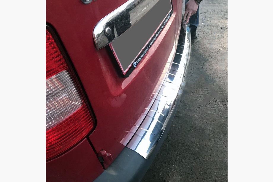 Volkswagen Caddy 2010-2015 Rear bumper protector with large wrap (Elite, stainless steel) Image