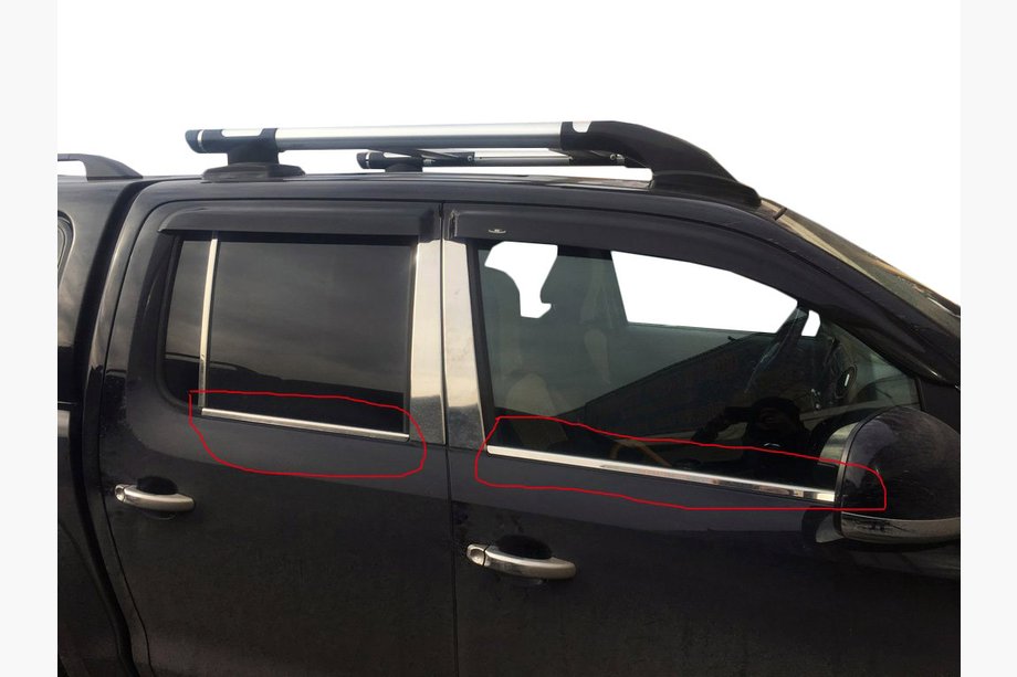 Volkswagen Amarok 2010-2022 Window Trim Stainless Steel (4 Strips) OmsaLine - Italian Stainless Steel Image