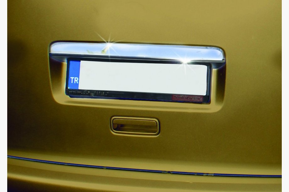 Volkswagen Caddy 2010-2015 Chrome trim above license plate (1-door, stainless steel) Straight with inscription, Carmos - Turkish steel Photo 2