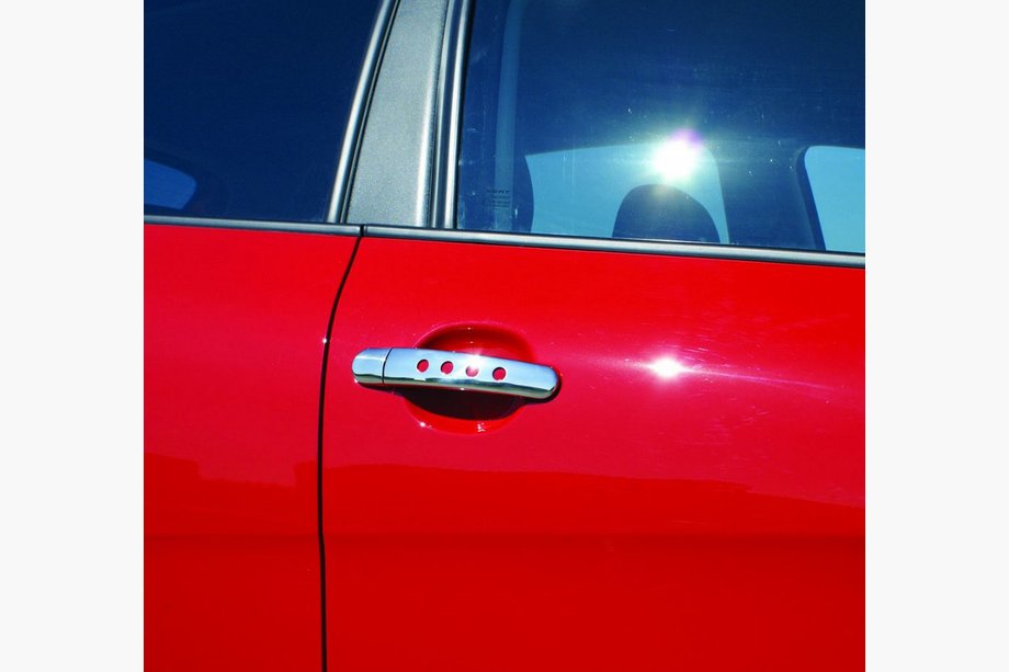 Skoda Superb 2001-2009 Chrome door handle covers with holes (4 pcs, stainless steel) OmsaLine - Italian Stainless Steel Image