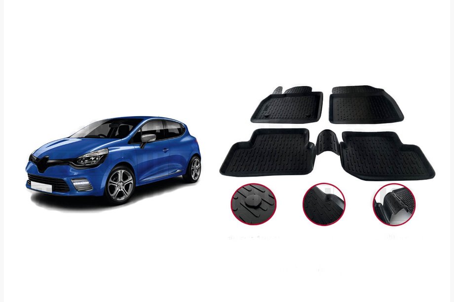 Renault Clio IV 2012-2019 Rubber Floor Mats (4 pcs, Niken 3D) Image