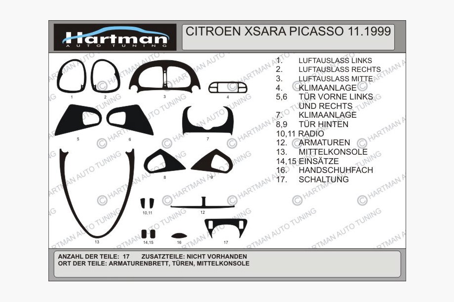 Citroen Xsara Picasso 1999-2012 Tuning Interior Trim Covers Hartman Image