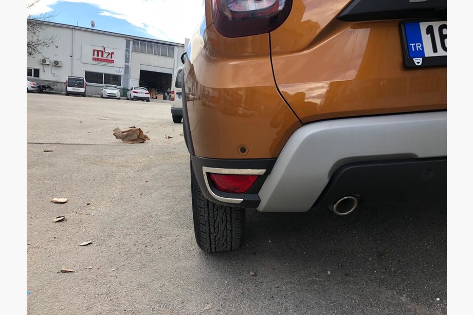 Dacia Duster 2018-2024 Rear reflector covers 2 pcs, stainless steel Carmos - Turkish Stainless Steel Image