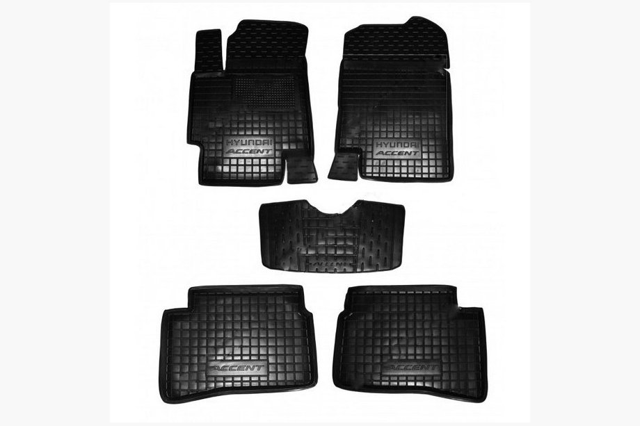 Hyundai Accent 2011-2017 Rubber floor mats with edge (Autogumm) Image