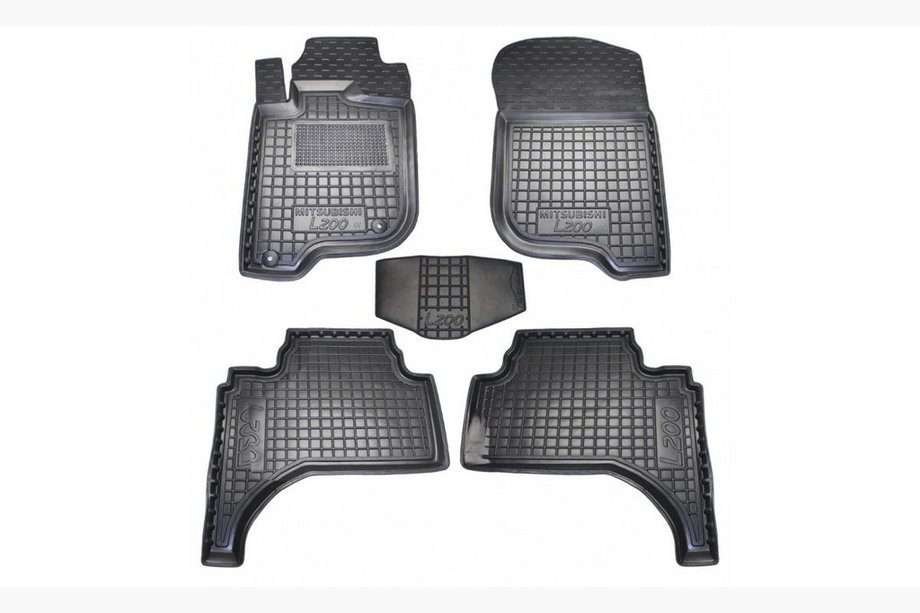Mitsubishi L200 2006-2015 Rubber floor mats with edge Short base (Autogumm) Photo 1