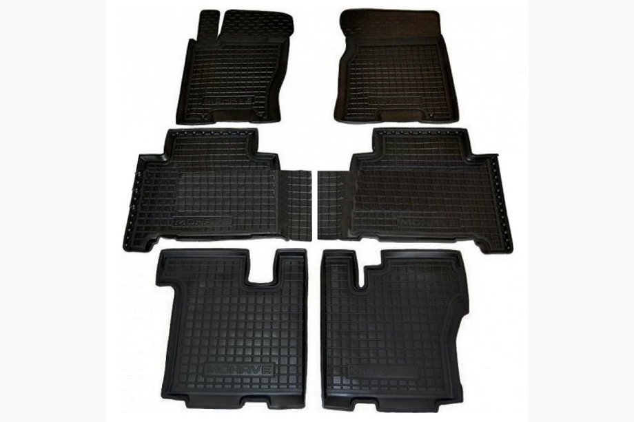 Kia Mohave 2008-2016 Rubber floor mats with edge 7 seats (Autogumm) Image