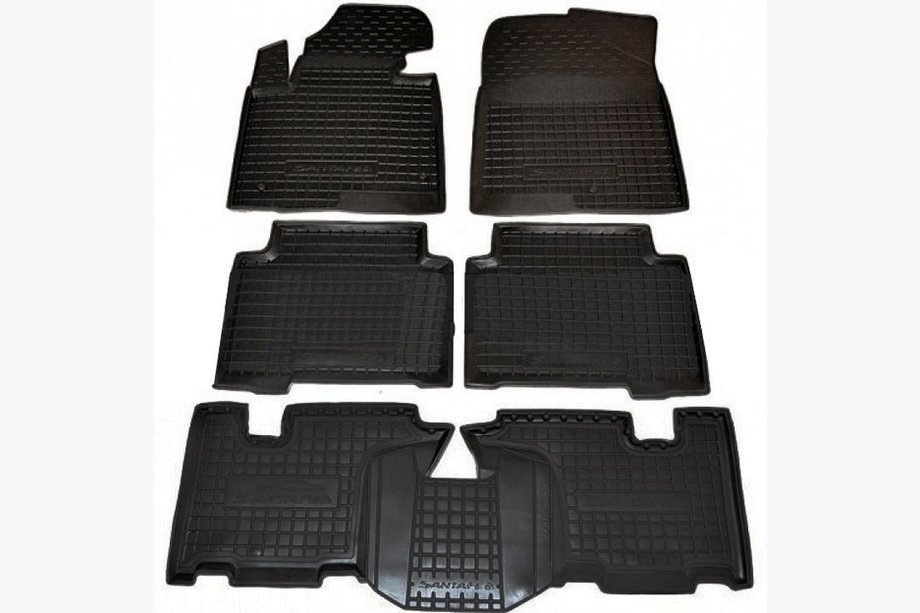 Hyundai Santa Fe 3 2012-2018 Rubber floor mats with edge Grand 7 seats 2014+ (Autogumm) Image